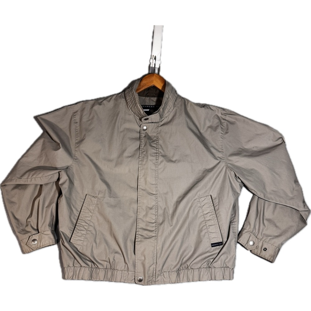 Members Only Mariner Jacket Mens XL Tan Khaki FullZip Windbreaker Bomber VTG 90s